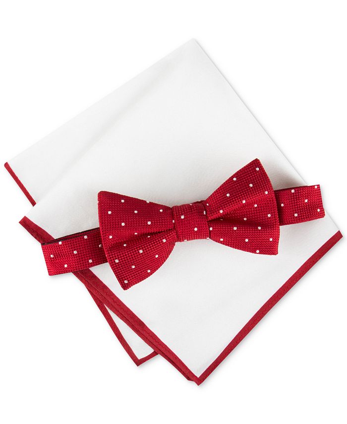 Tommy Hilfiger Men s Metcalf Dot Bow Tie Tipped Pocket Square