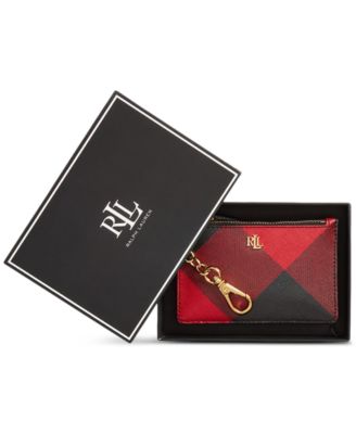 Lauren Ralph Lauren - Plaid Crosshatch Leather Zip Card Case
