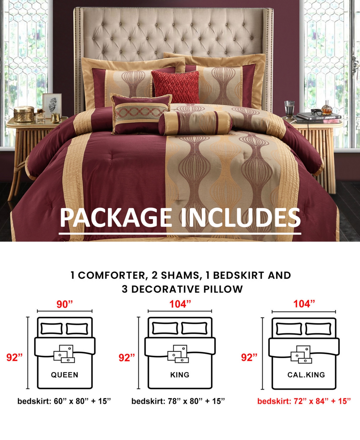Stratford Park Kath 7-piece Comforter Set, California King In Wine