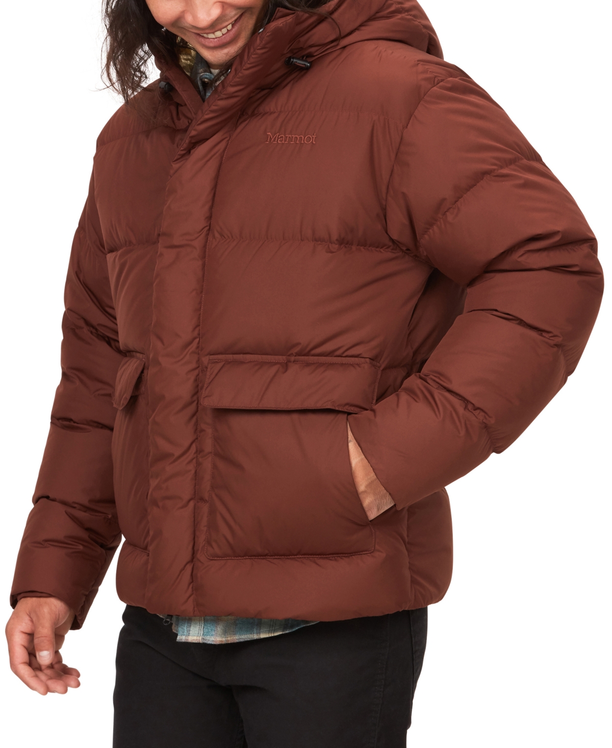 Men's Stockholm Quilted Full-Zip Hooded Down Jacket - Chocolate
