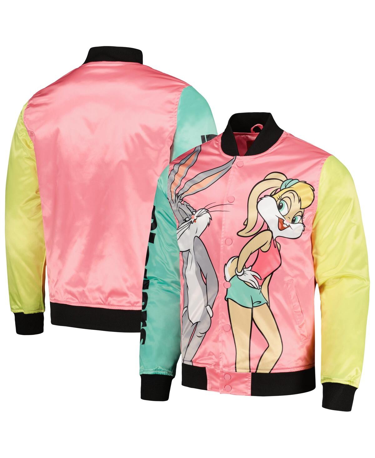 Freeze Max Men's  Pink Looney Tunes Graphic Satin Full-snap Jacket