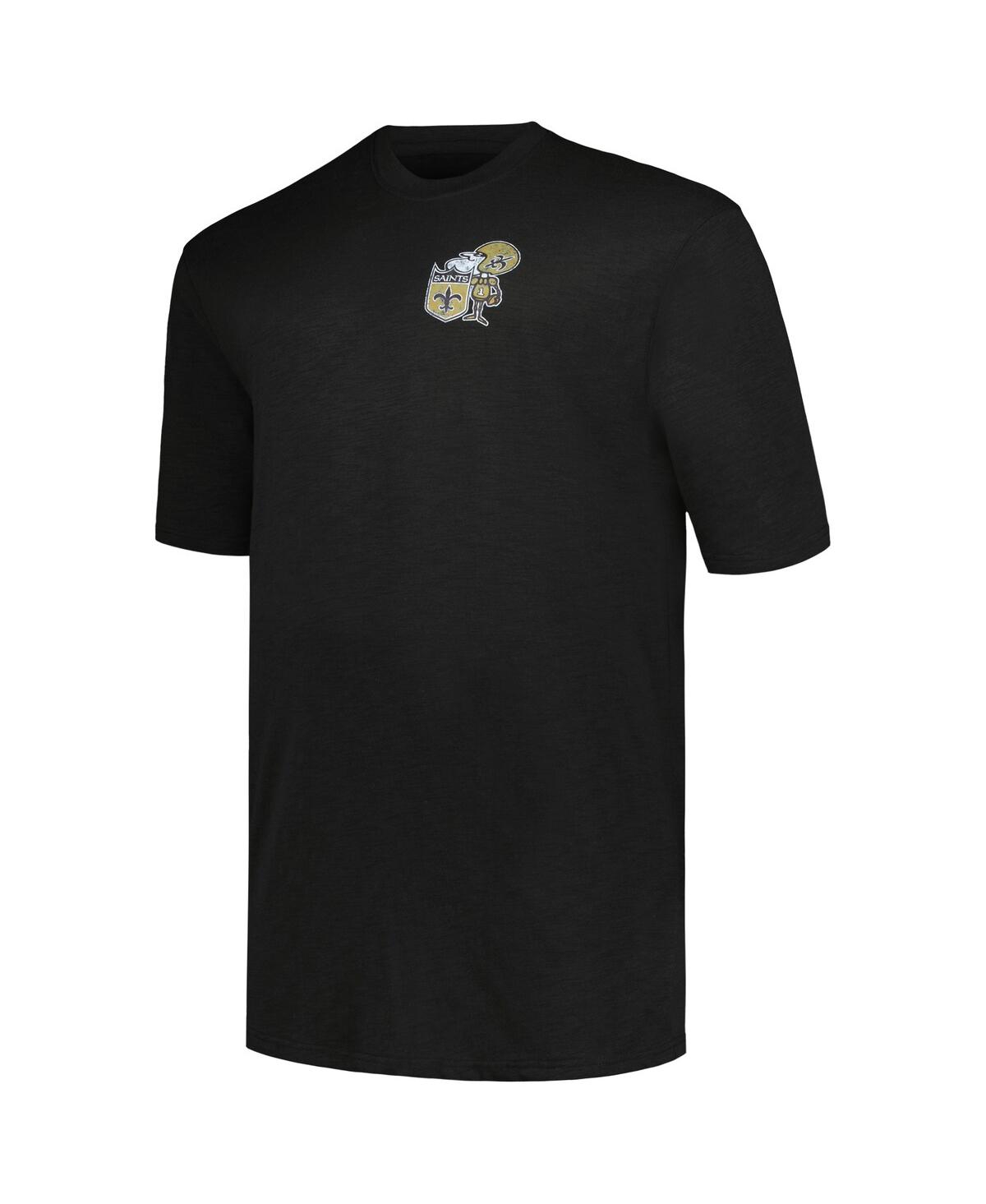 Shop Profile Men's  Black New Orleans Saints Big And Tall Two-hit Throwback T-shirt