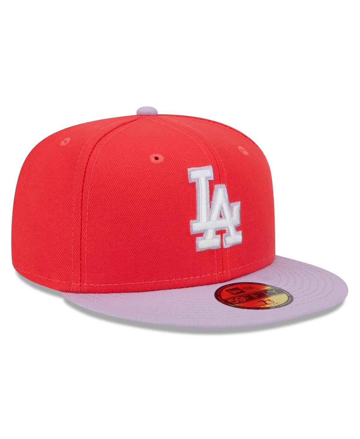 New Era Men's  Red, Lavender Los Angeles Dodgers Spring Color Two-tone 59fifty Fitted Hat In Red,lavender