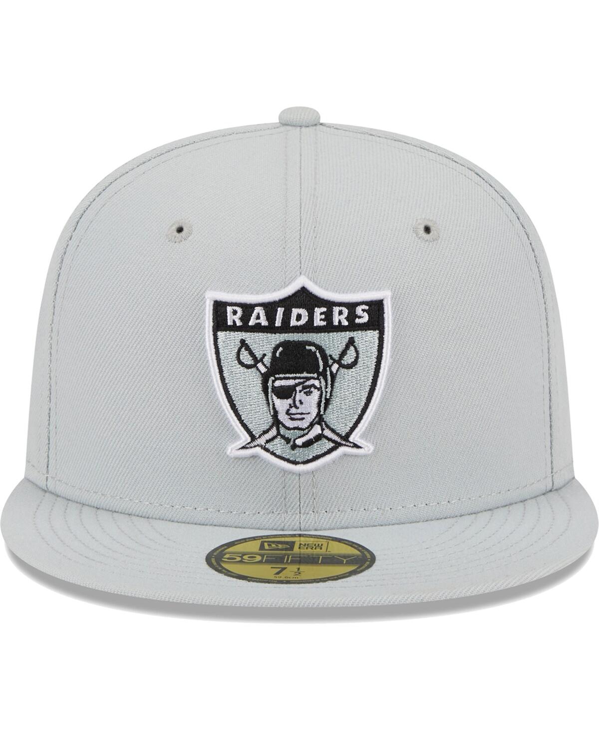 New Era Men's  Gray Las Vegas Raiders Throwback Main 59fifty Fitted Hat In Gray