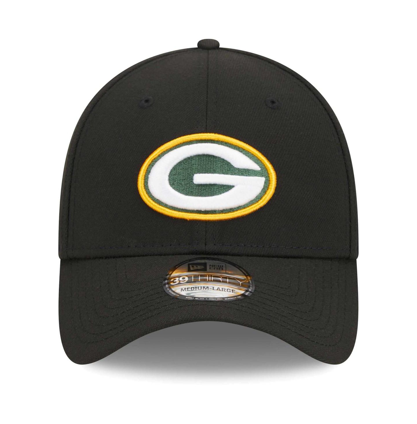 Мужская кепка New Era Black Green Bay Packers Main 39THIRTY Flex Hat — фото 2