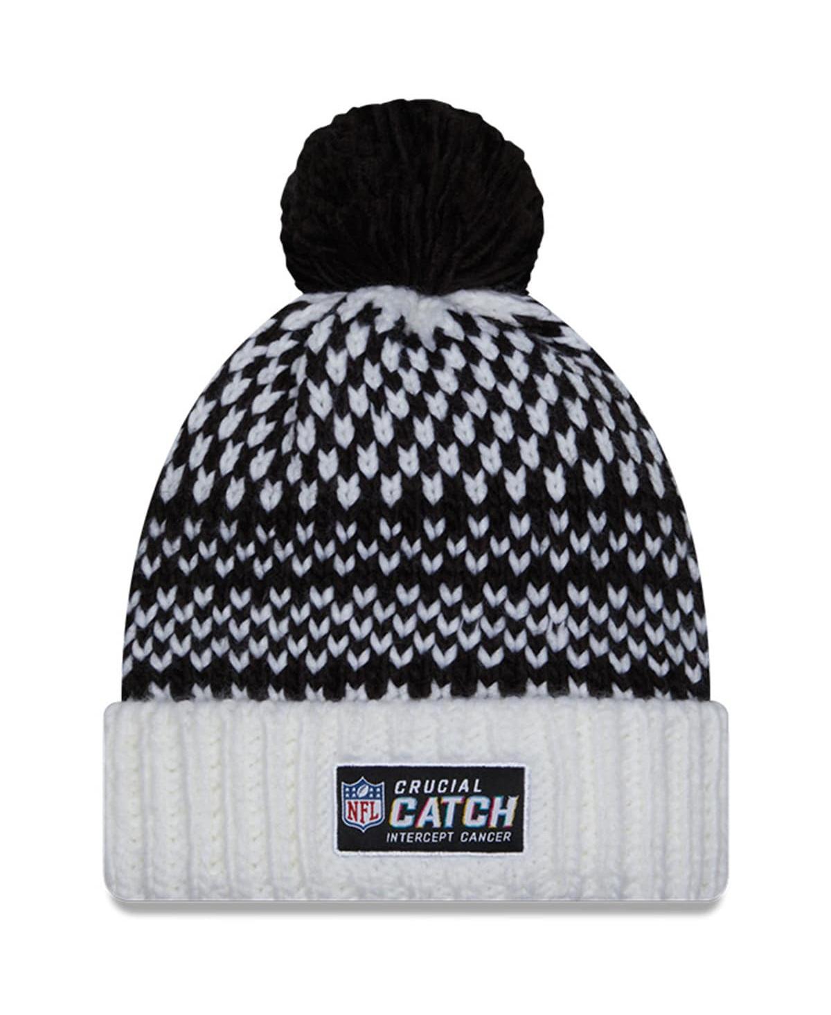 New Era Women's  Black, White Washington Commanders 2023 Nfl Crucial Catch Cuffed Pom Knit Hat In Black,white