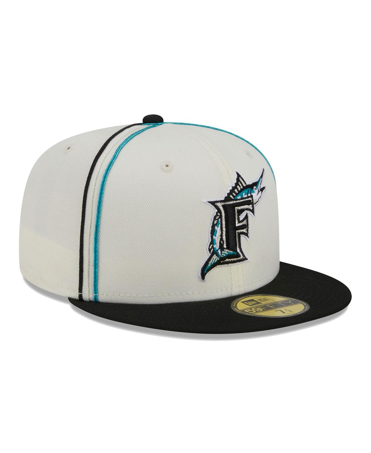 Men's New Era Black Florida Marlins Chrome Sutash 59FIFTY Fitted Hat - Black