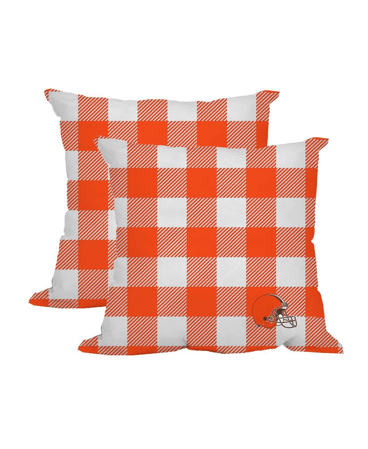Cleveland Browns 2-Pack Buffalo Check Plaid Outdoor Pillow Set - Orange