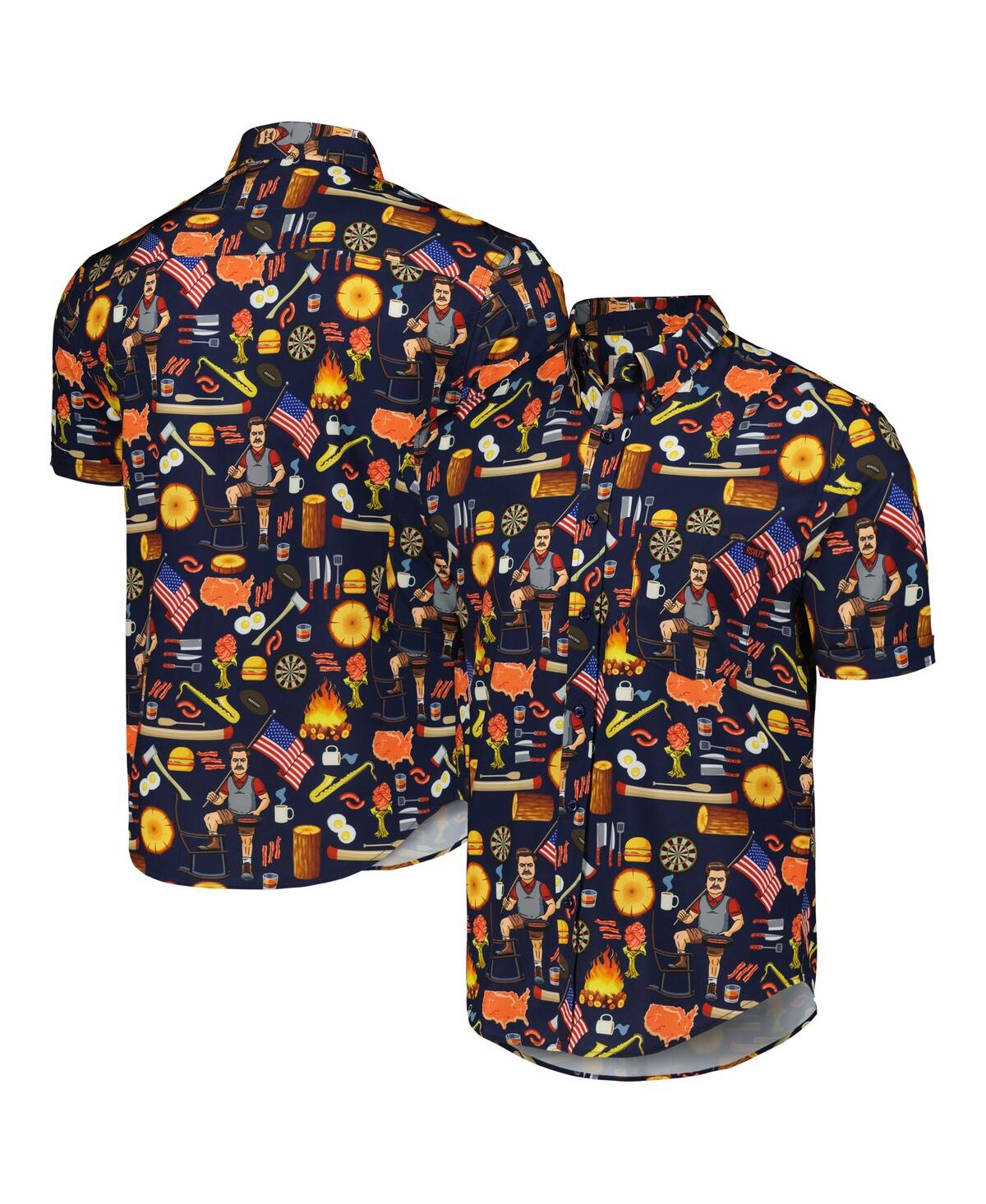 Men's and Women's Rsvlts Navy Parks and Recreation Ron Swanson's Shirt of Greatness Kunuflex Button-Down Shirt - Navy