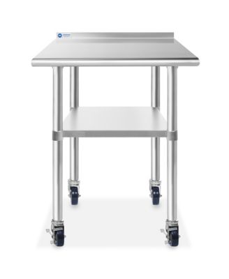 Heavy-Duty  30 x 24 Inch Stainless Steel Table w/ Backsplash & 4 Casters