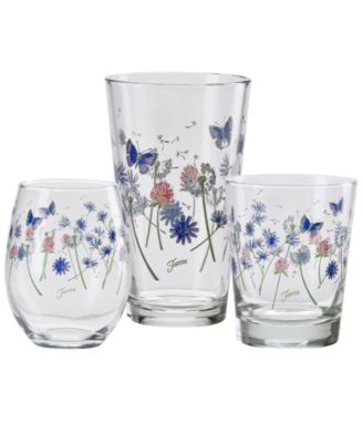 Breezy Floral Stemless Wine Glasses, Set of 4