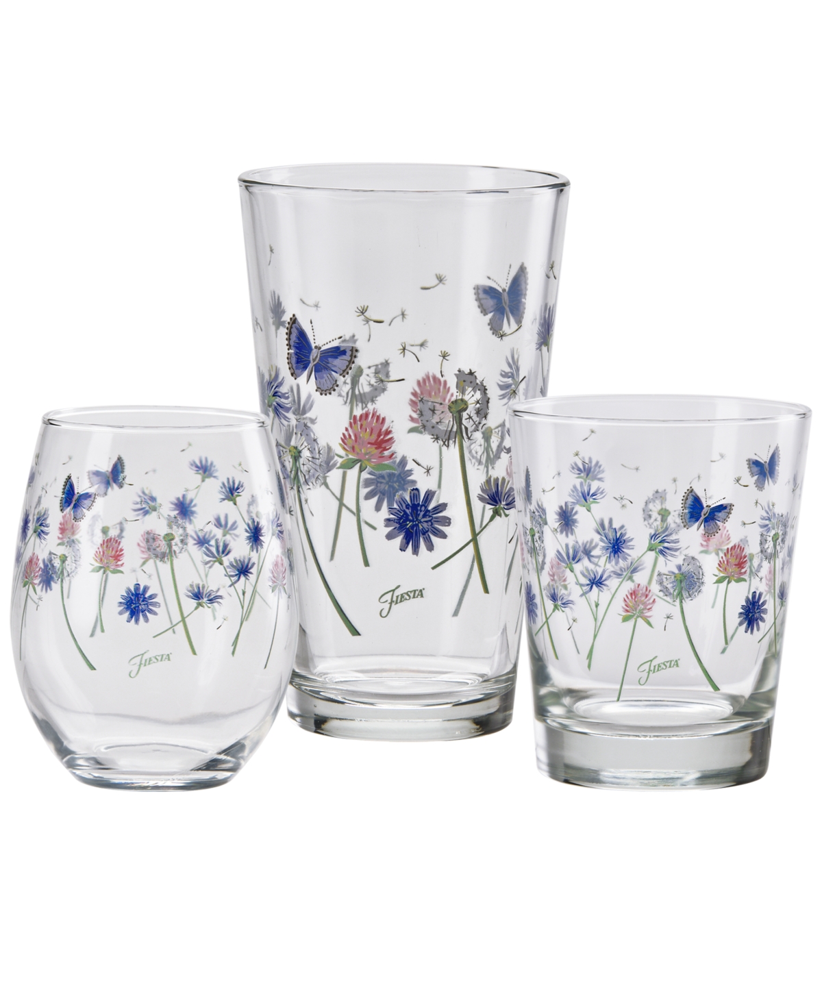 Fiesta Breezy Floral 16-ounce Tapered Cooler Glass, Set Of 4 In Multicolor