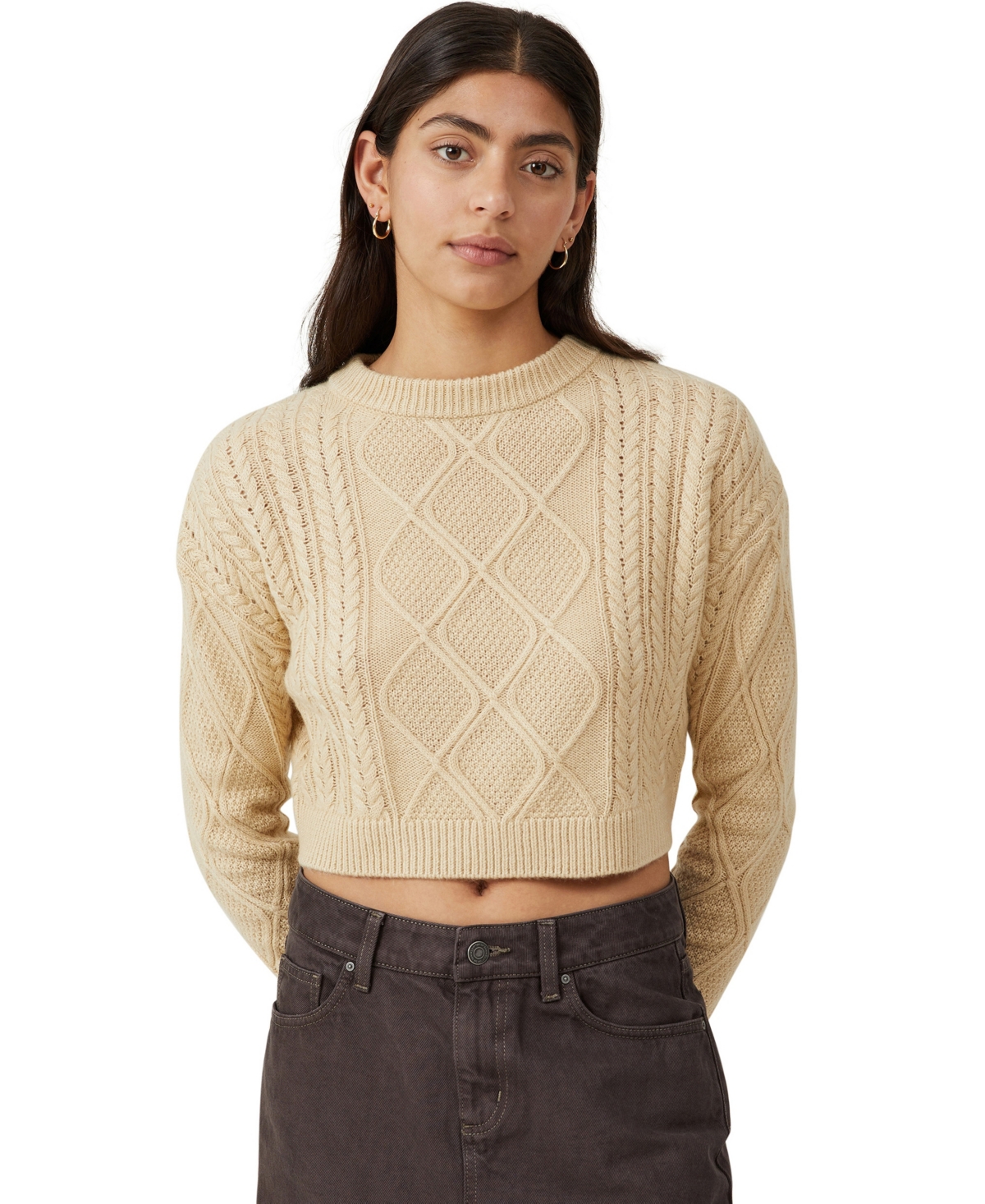 Cotton On Women's Cable Ultra Crop Pullover Top In Shortead