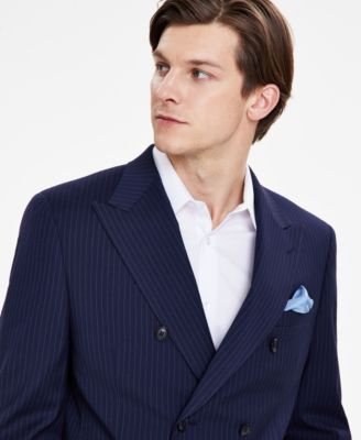 Alfani Men's Navy Slim-Fit Stripe Double Breasted Suit Jacket, Created for Macy's