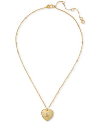 Gold-Tone Crystal A Locket Pendant Necklace, 16" + 3" extender