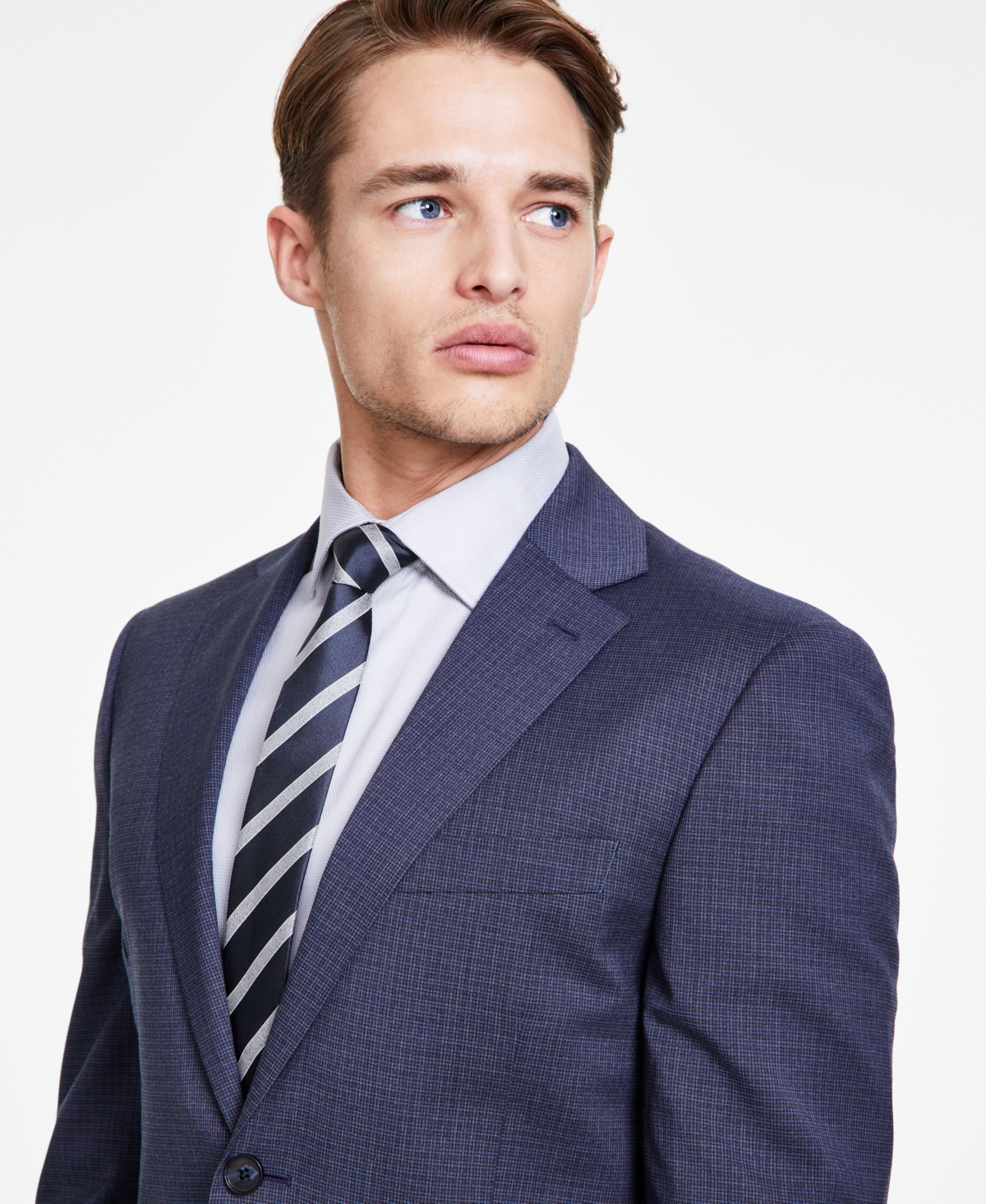 Dkny Men's Modern-FitMini Check Suit Separate Jacket - Blue