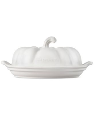 Glazed Stoneware Figural Pumpkin Butter Dish