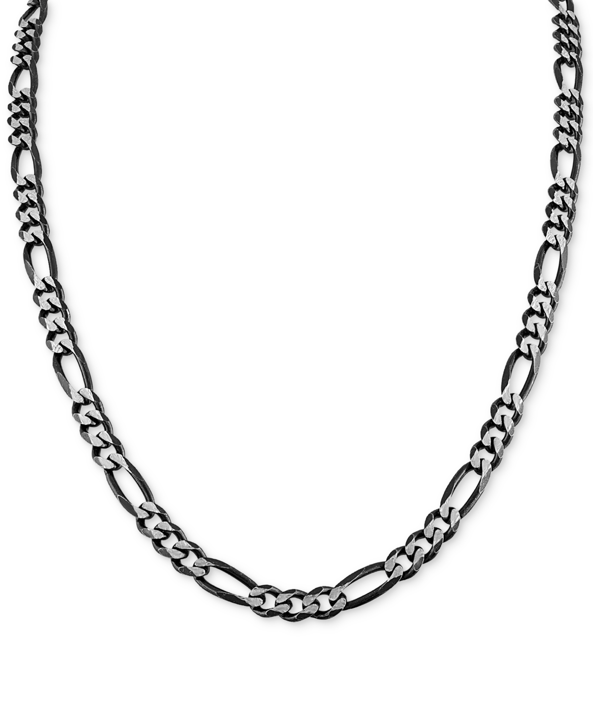 Figaro Link 22" Chain Necklace in Black Ruthenium-Plated Sterling Silver, Created for Macy's - Black