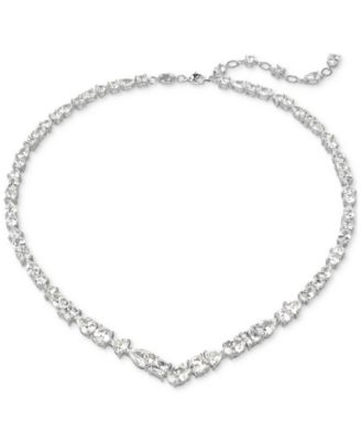 Silver-Tone 2-Pc. Set Mesmera Crystal Drop Earrings & Necklace, 15" + 2" extender