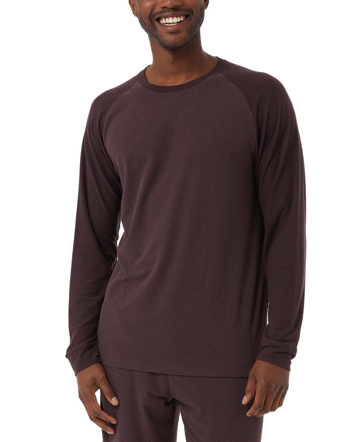 Men's Heat Colorblocked Raglan-Sleeve Sleep T-Shirt - Htrichplum