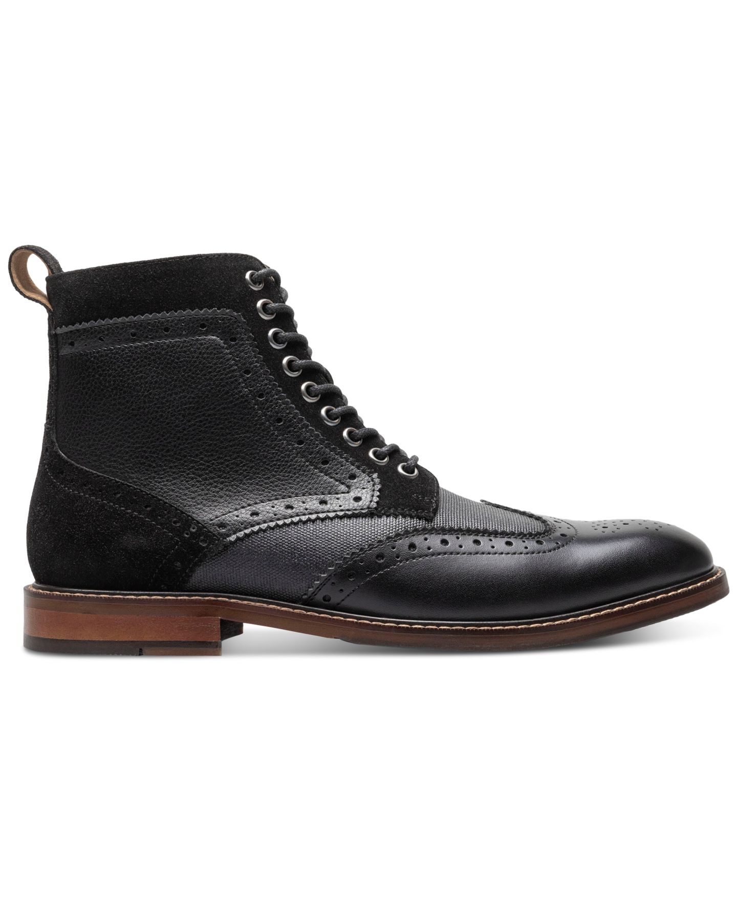 Мужские ботинки Stacy Adams Finnegan Wingtip Lace-Up, цвет: Чёрный разноцветный — фото 2