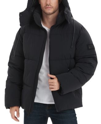 Men's 4-Way Stretch Quilted Puffer Jacket with Detachable Hood
