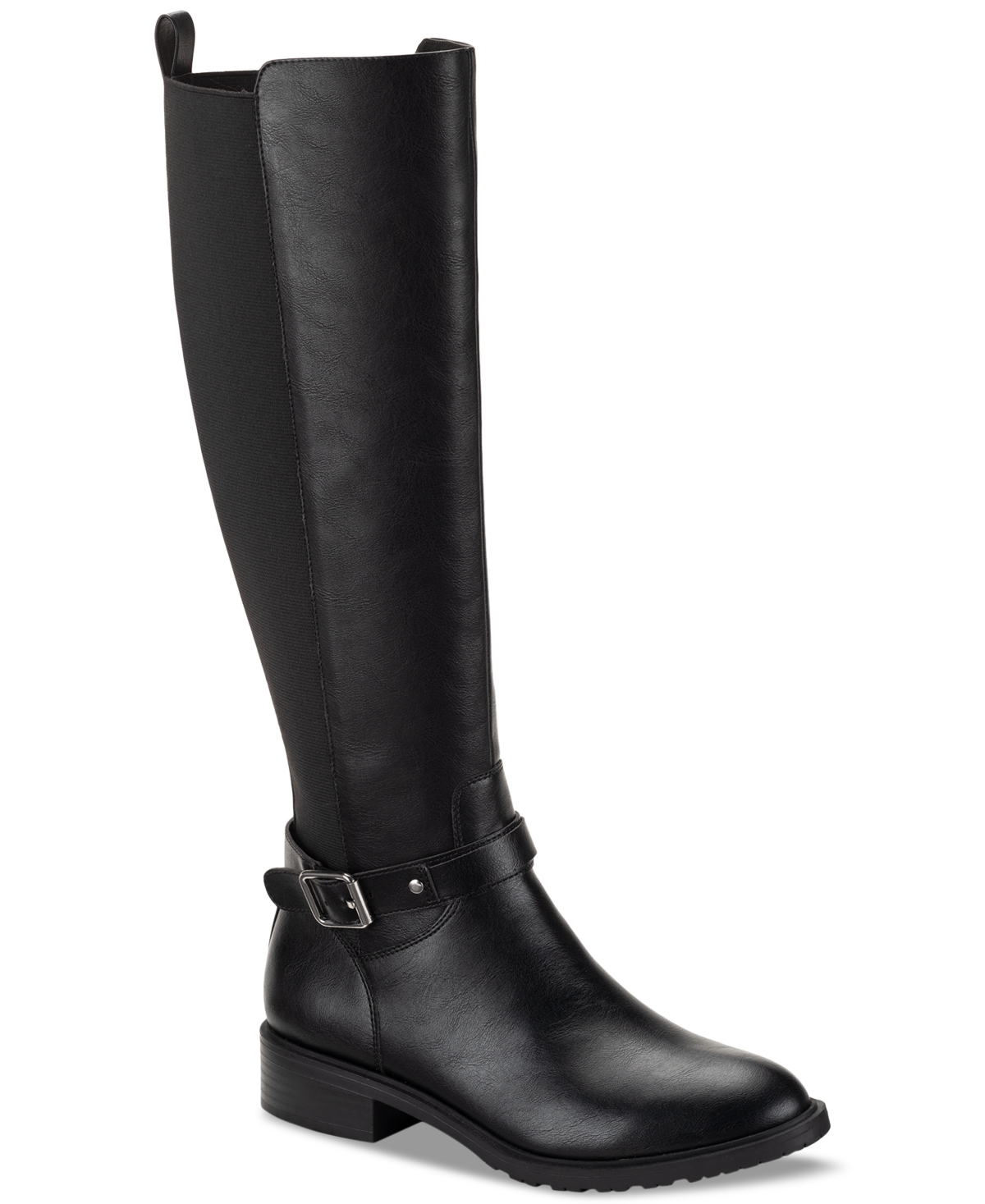 Style & Co Women's Valenciaa Riding Boots, Created For Macy's In Black Smooth