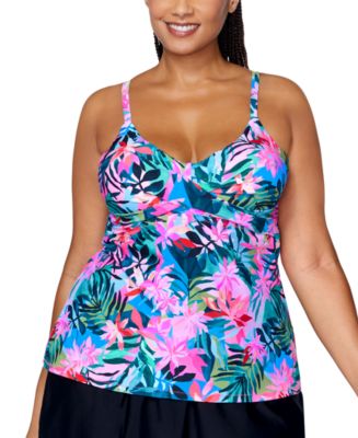 Raisins Curve Plus Size Aries Tankini Top - Macy's