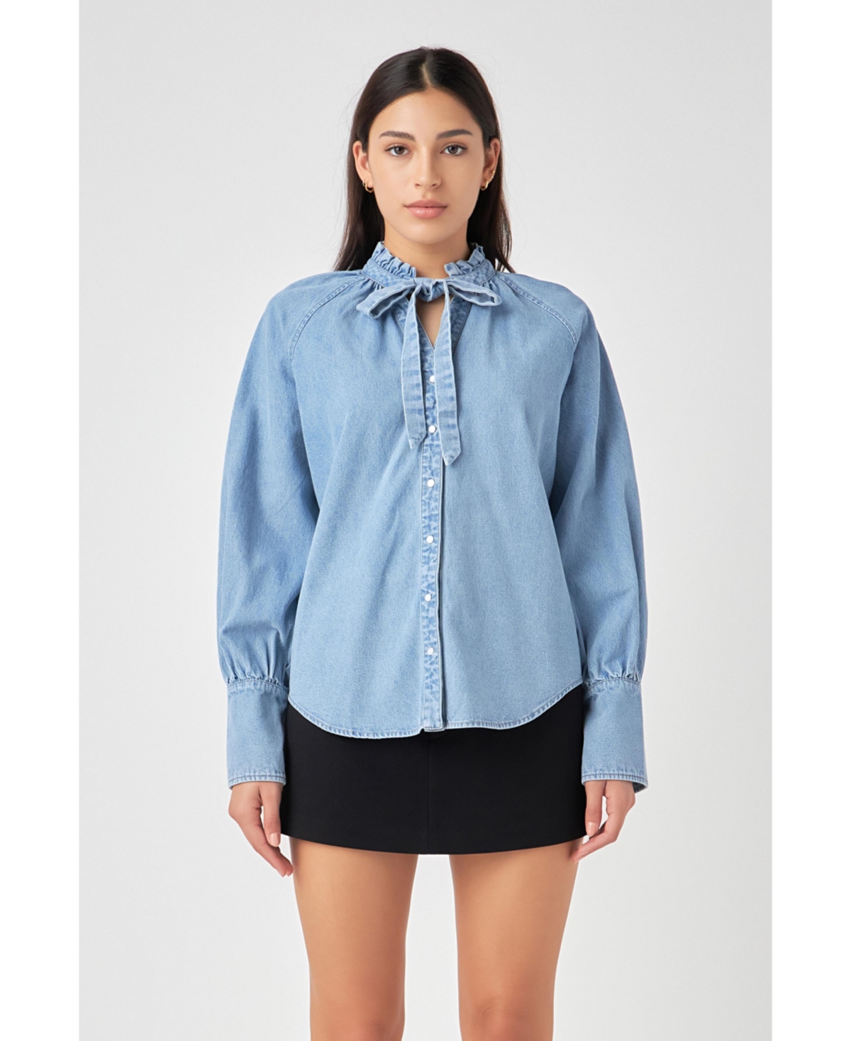 Grey Lab Women's Denim Shirt with Tie