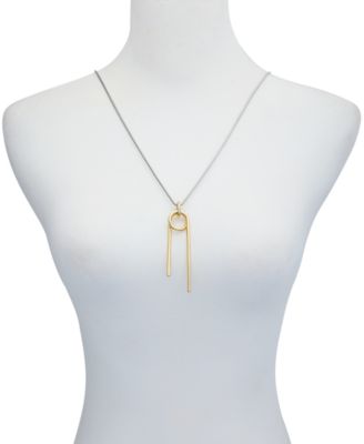 Two-Tone Long Snake Chain and Pendant Necklace, 30" + 2" Extender