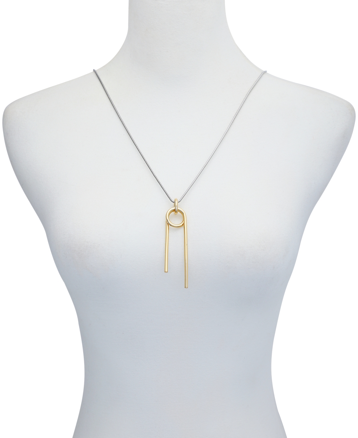 Shop Vince Camuto Two-tone Long Snake Chain And Pendant Necklace, 30" + 2" Extender In Gold,silver