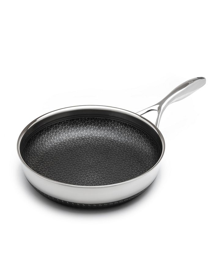 HexClad 12 inch Hybrid Stainless Steel Griddle Nonstick Fry Pan, Black and  Silver