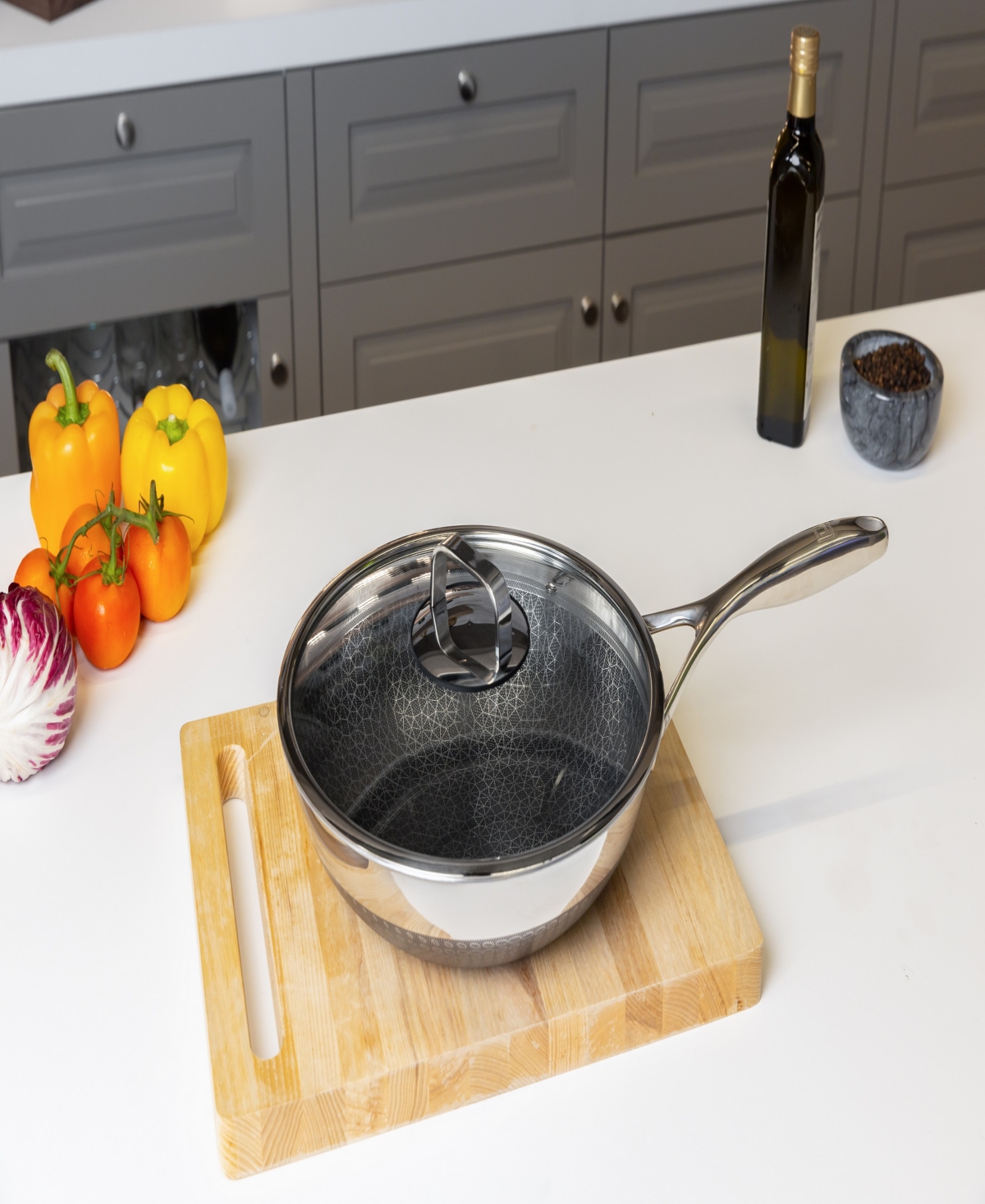 Livwell Diamondclad Stainless Steel Aluminum Core 12" Hybrid Wok In Silver,black