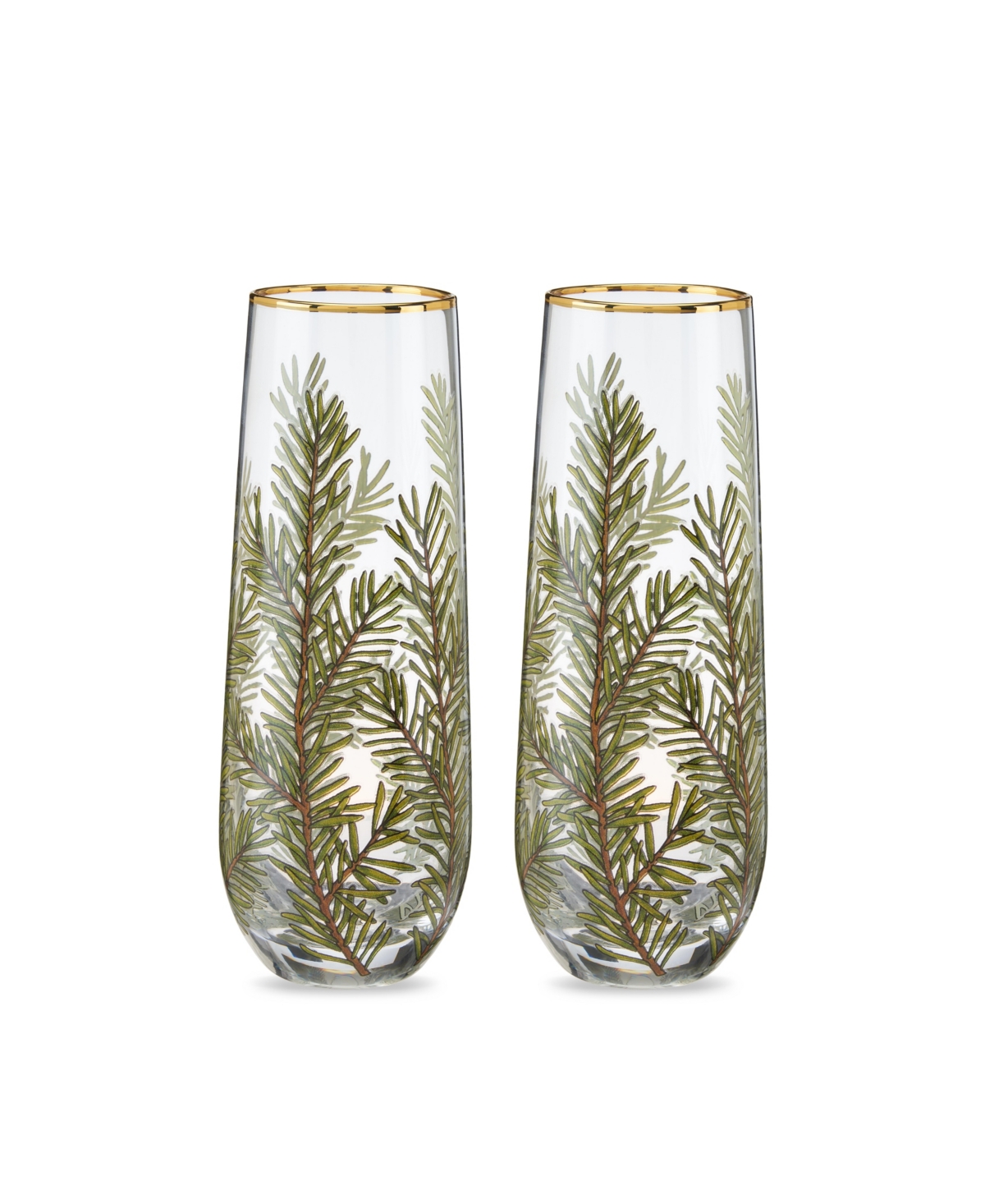 Twine Woodland Stemless Champagne Glasses, Set Of 2 In Green