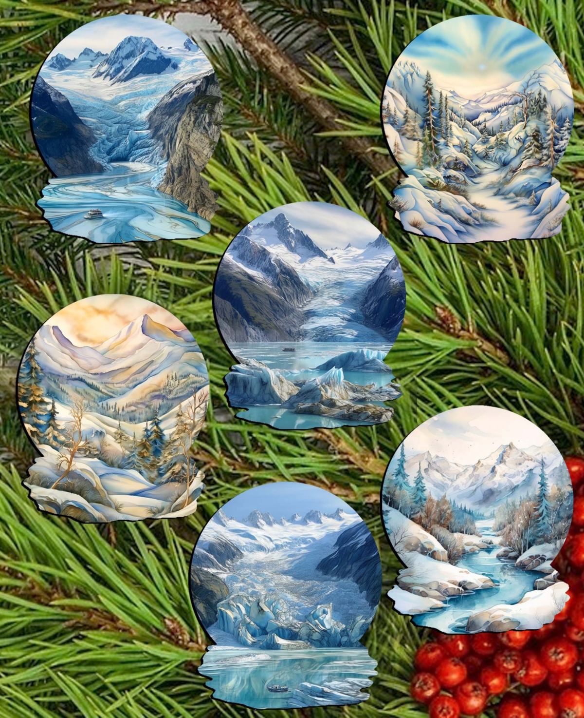 Designocracy Holiday Wooden Clip-on Ornaments Northern Wonders Set Of 6 G. Debrekht In Multi Color
