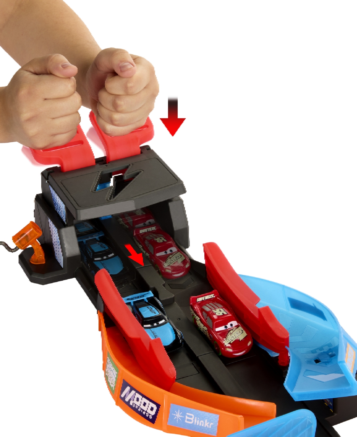 Cars Disney Pixar Glow Racers Launch Criss-Cross Playset with Glow-in-the-Dark Vehicles - Multi-Color