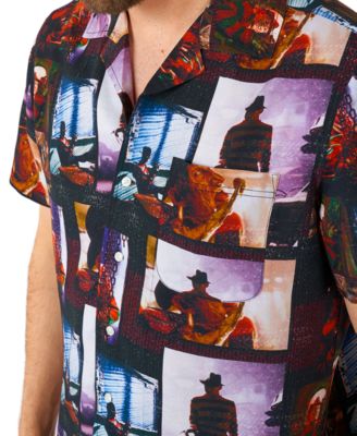 Men's Official A Nightmare On Elm Street Hawaii Shirt - Halloween Themed Party Shirt - Short Sleeve - Black
