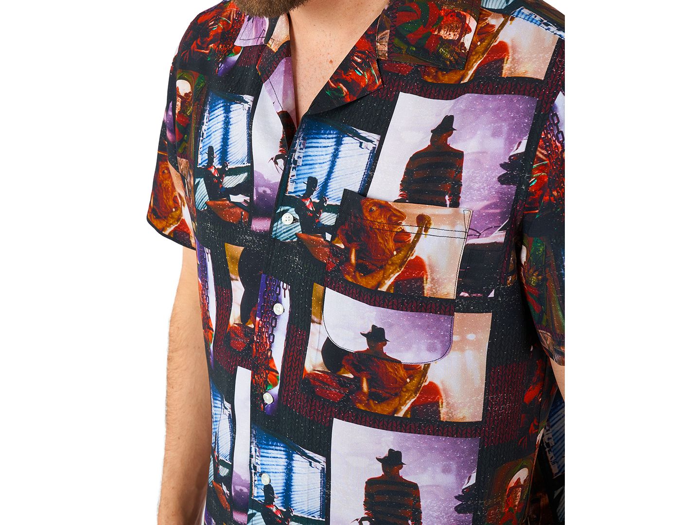 Мужская рубашка OppoSuits Official A Nightmare On Elm Street Hawaii Shirt - Halloween Themed Party Shirt - Short Sleeve - Black, цвет: Чёрный — фото 3