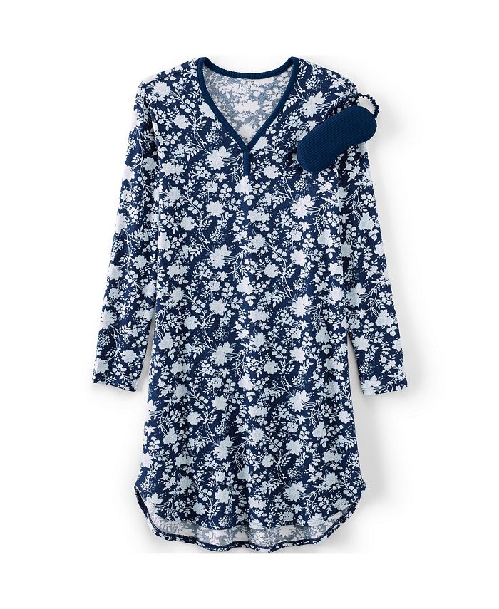 Lands' End Women's Plus Size Cozy Gown Sleep Set Sleeping Gown and