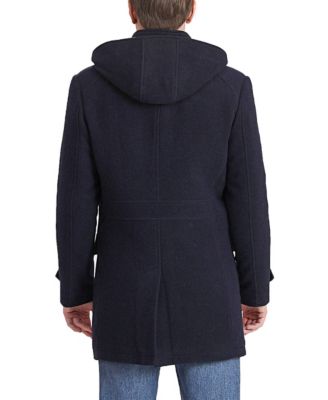 Men Tyson Wool Blend Leather Trimmed Toggle Coat