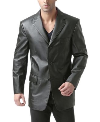 Men Liam Three-Button Leather Blazer