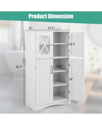 MDF Bathroom Linen Storage Cabinet with Doors and Adjustable Shelves