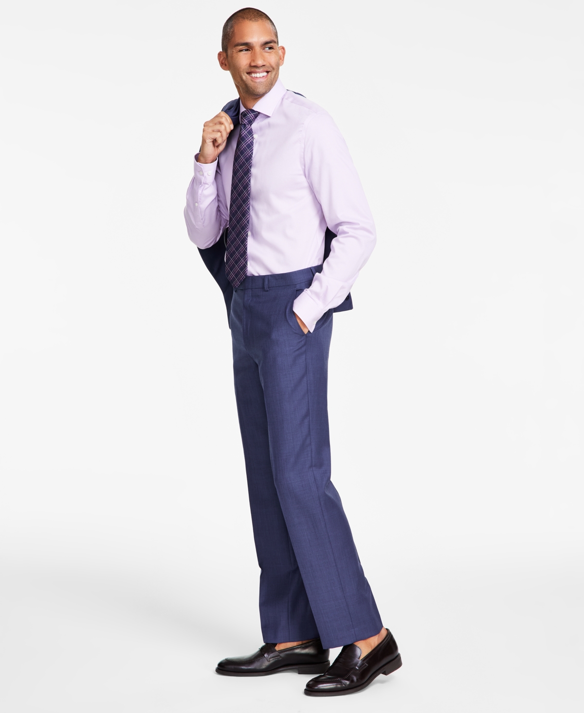 Shop Michael Kors Men's Classic-fit Wool-blend Stretch Solid Suit Pants In Blue Solid