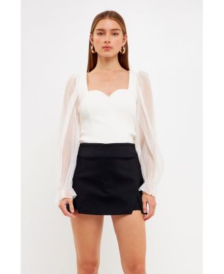 Women's Organza Sleeve Knit Top