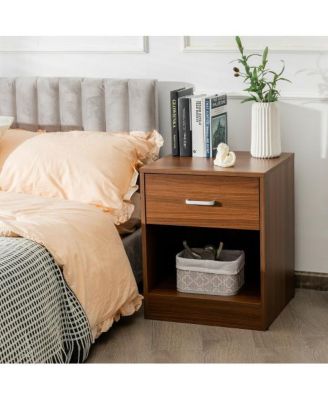 Modern Nightstand with Storage Drawer and Cabinet