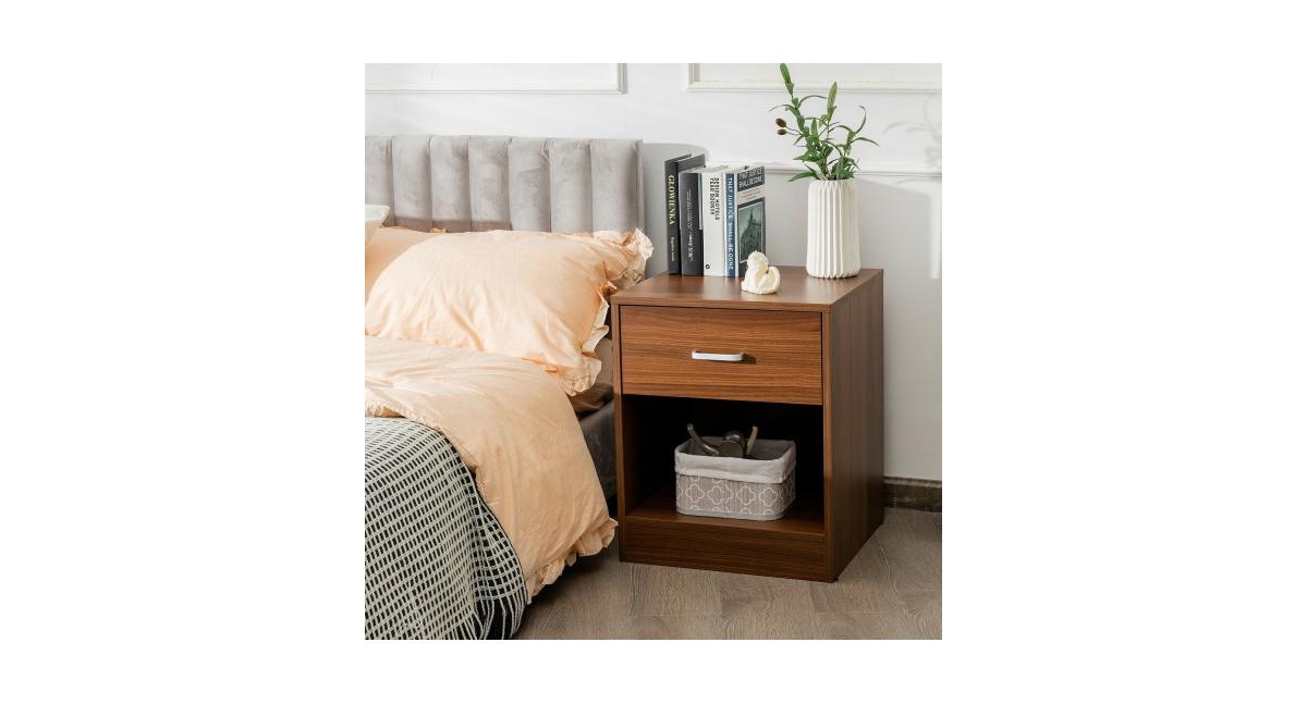 Slickblue Modern Nightstand with Storage Drawer and Cabinet
