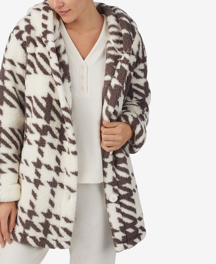 Sanctuary Women's Hooded Fleece ButtonFront Bed Jacket Macy's