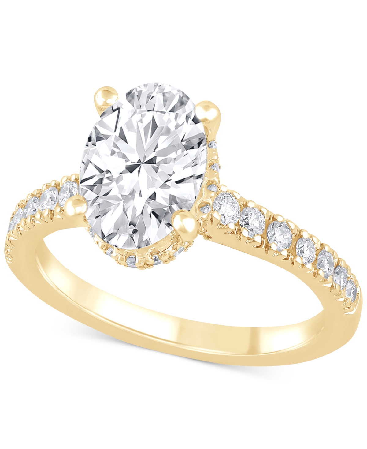 Badgley Mischka Certified Lab Grown Diamond Oval Engagement Ring (2-1/2 ct. t.w.) in 14k Gold