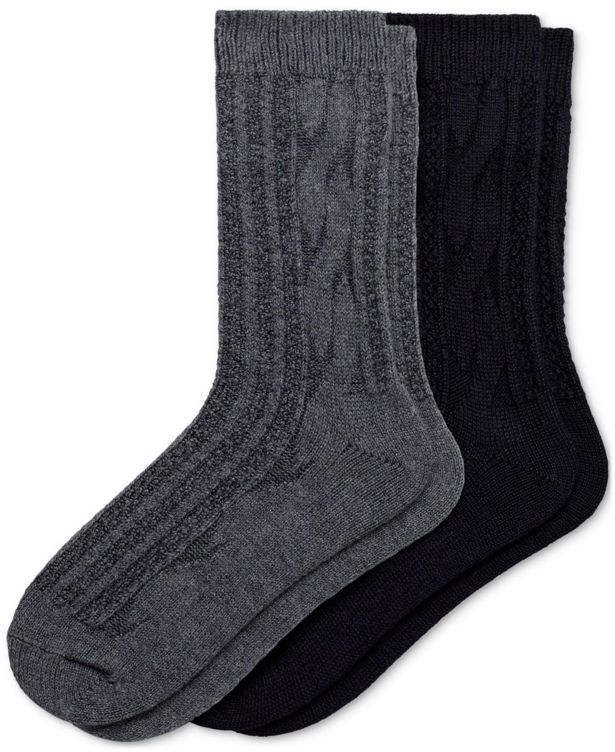 Hue Women's 2-pk. Cable Ribbed Boot Socks In Dk Grey Heather Pack