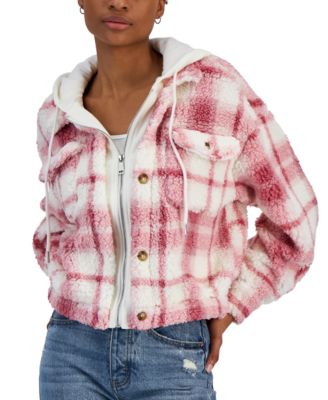 Ralph Lauren Jacket Womens Large Flannel Plaid Full Zip Hooded Hoodie Shacket